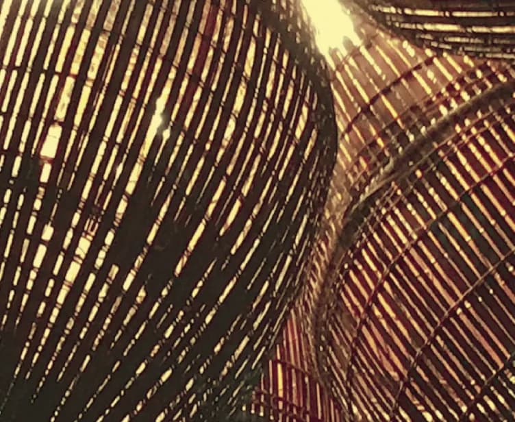 Close-up of woven bamboo basketry