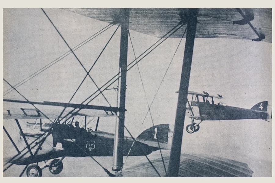 Biplanes in flight