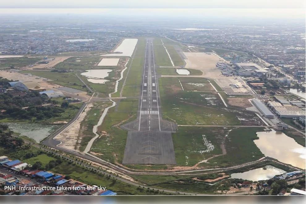 Looking down the runway from the air