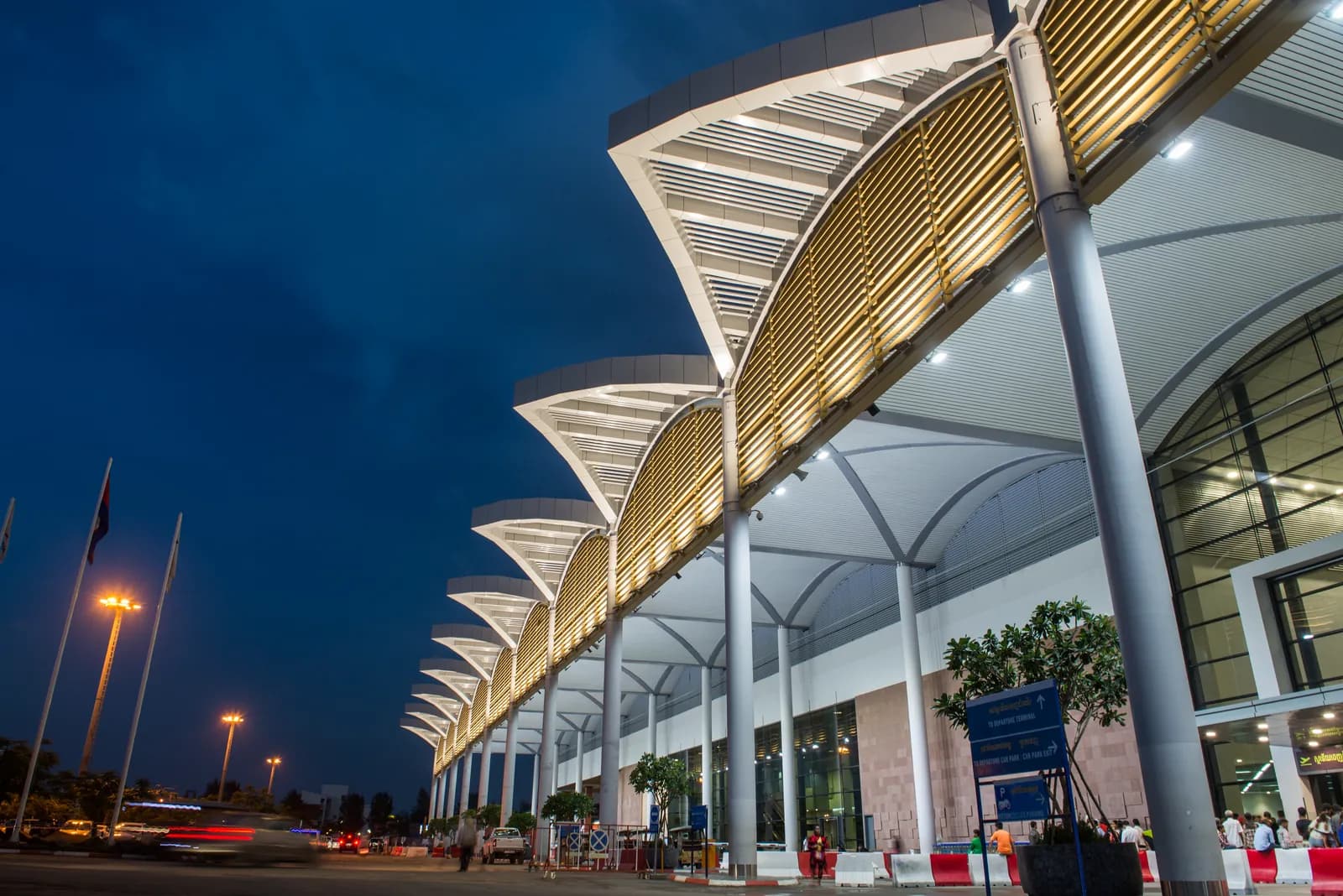 The terminal canopies at night