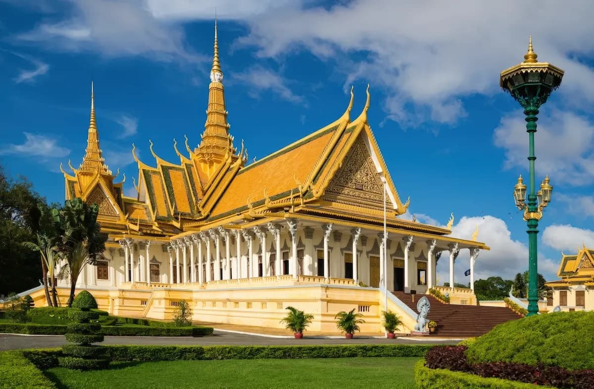 A pavilion of the Royal Palace, its golden roofs against a blue sky